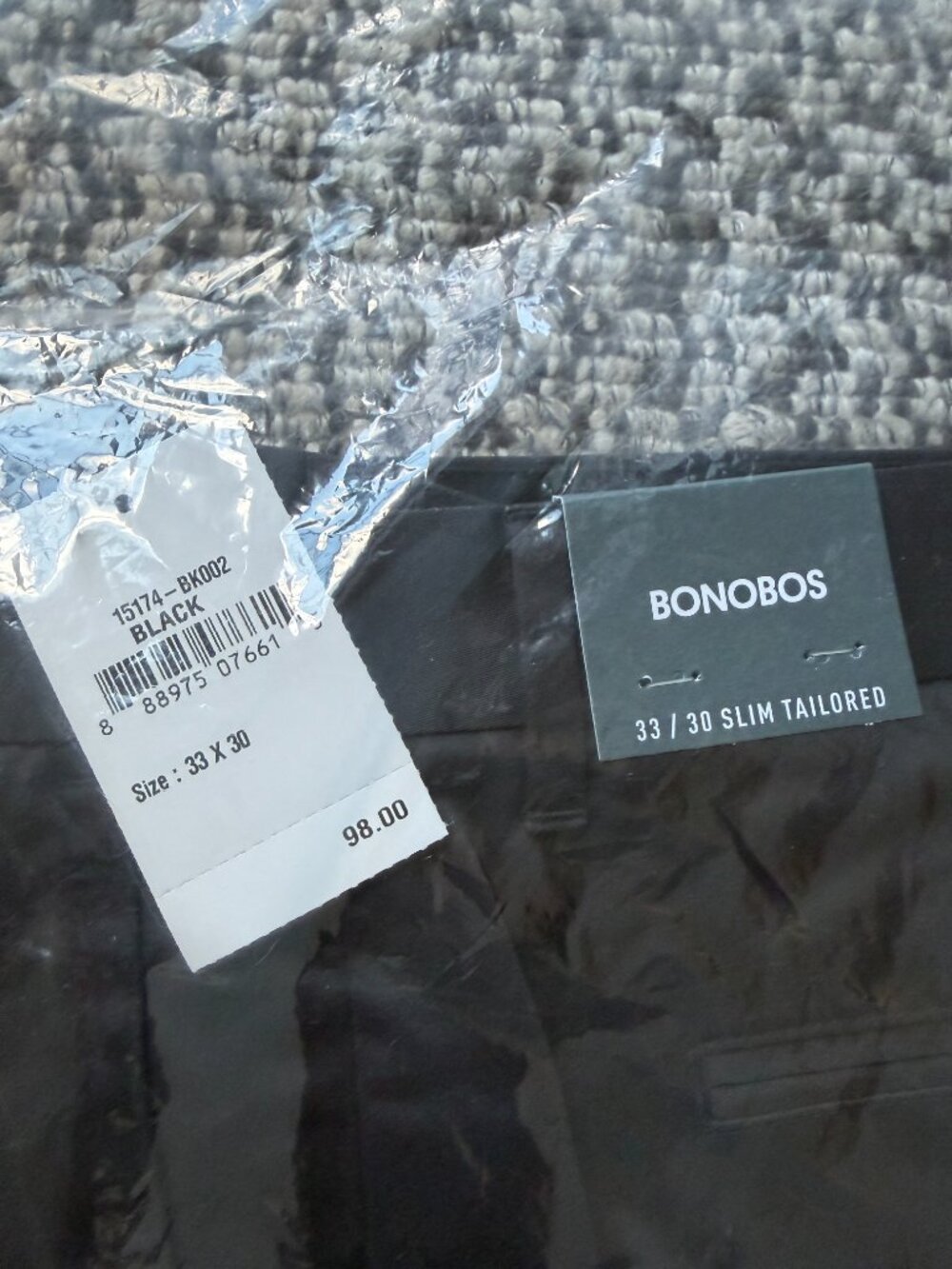 NWT - Bonobos Weekday Warrior Dress Pants Black - 33 X 30 - Picture 4 of 5